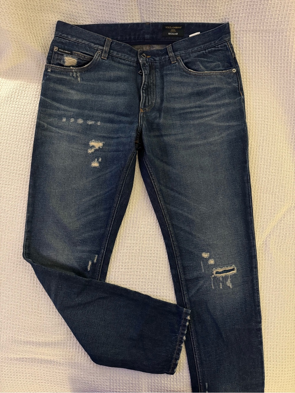 Dolce & Gabbana Dark Blue Distressed Skinny Jeans size 52